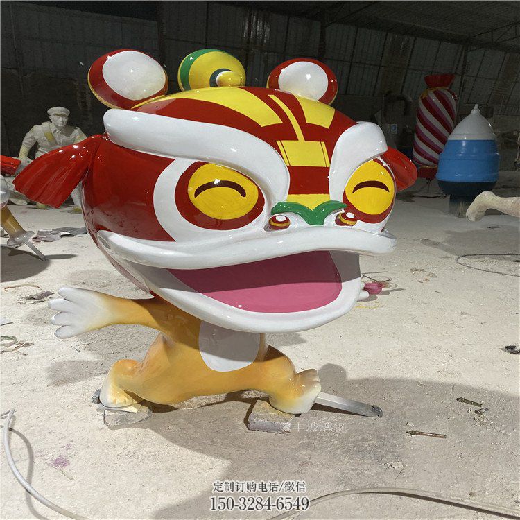 吉祥物动物雕塑,卡通狮子雕塑,玻璃钢彩绘效果 吉祥物动物雕塑,卡通狮子雕塑,玻璃钢彩绘效果